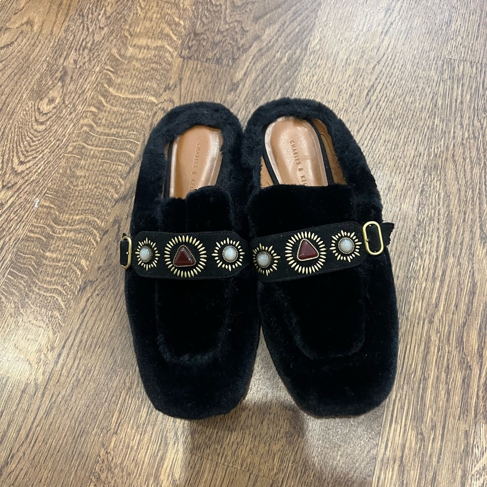 Charles & Keith Fur Slipper